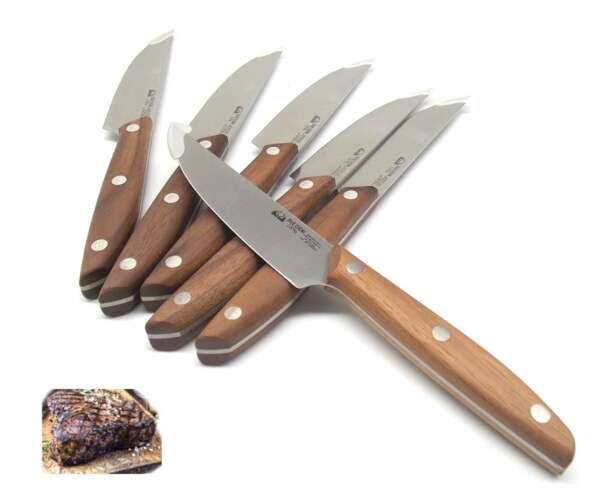 Set 6 pezzi coltello bistecca Due Cigni manico in noce