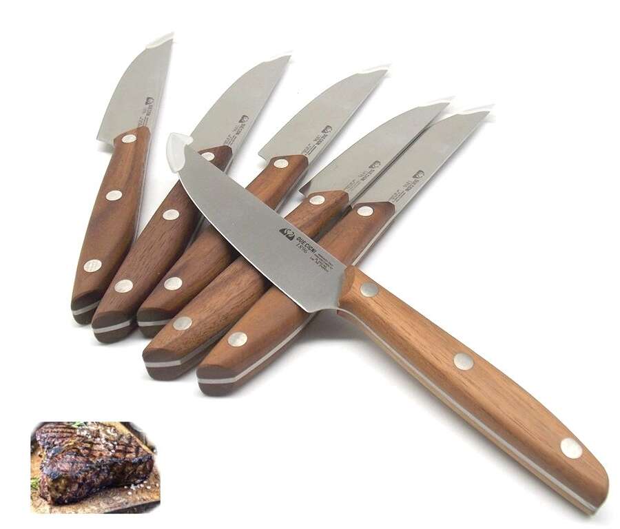 Set 6 pezzi coltello bistecca Due Cigni manico in noce