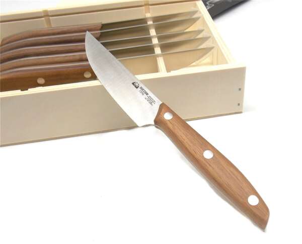 Set 6 pezzi coltello bistecca Due Cigni manico in noce - immagine 2