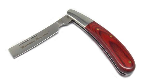 Coltello rasolino siciliano manico palissandro rosso 10639