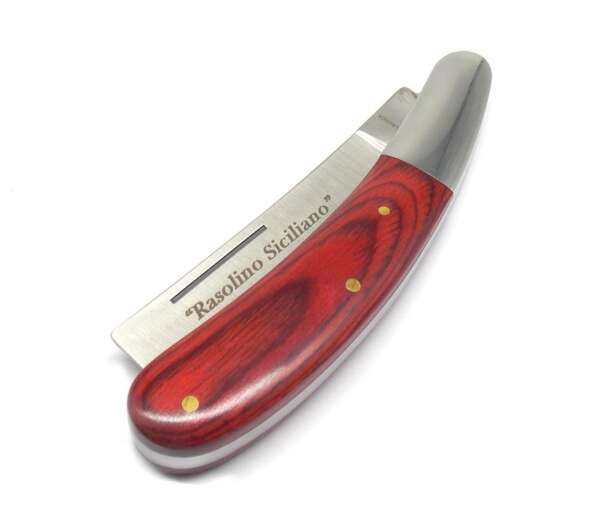 Coltello rasolino siciliano manico palissandro rosso 10639 - immagine 2