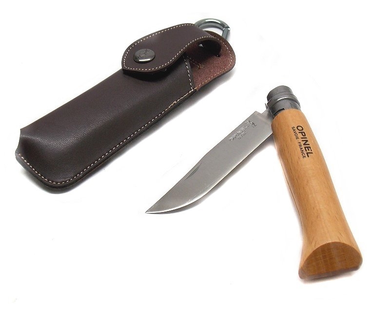 Coltello Opinel numero 8 con fodero in pelle