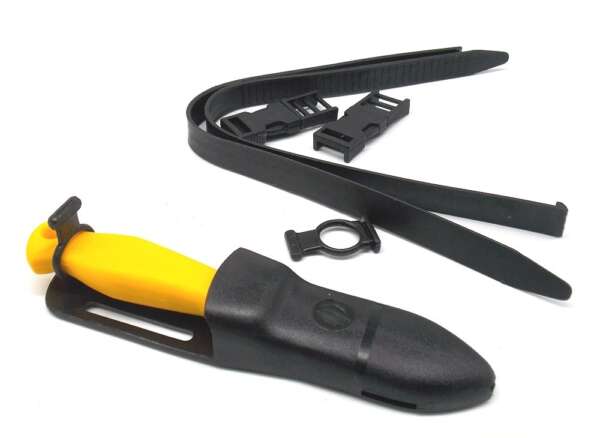 Coltello da sub Mac lama curva 9 cm manico giallo - immagine 2