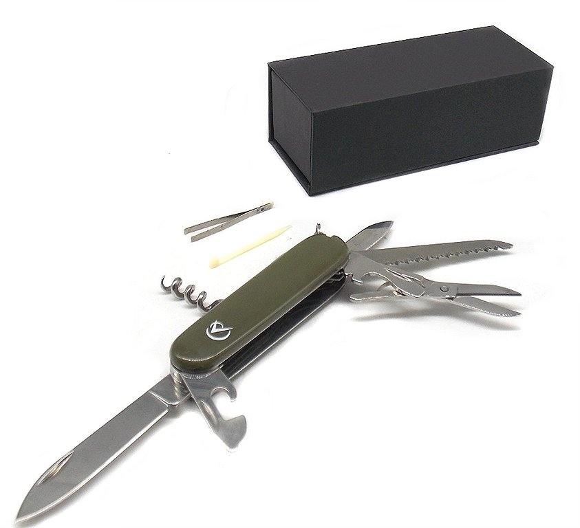 Coltello multiuso 12 usi manico verde