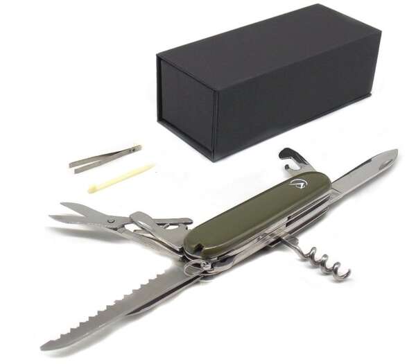 Coltello multiuso 12 usi manico verde - immagine 2