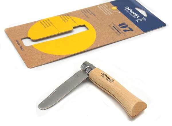 Coltello Opinel rasoio punta tonda manico in faggio