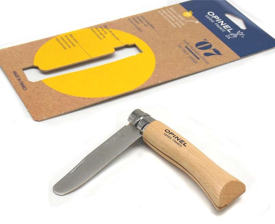 Coltello Opinel rasoio punta tonda manico in faggio