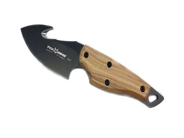 Coltello Fox da scuoio lama 8 cm e manico in olivo con scuoiatore - immagine 2