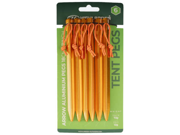 HIGHLANDER Arrow Alu Peg 7", 6 Pcs Pack ORANGE