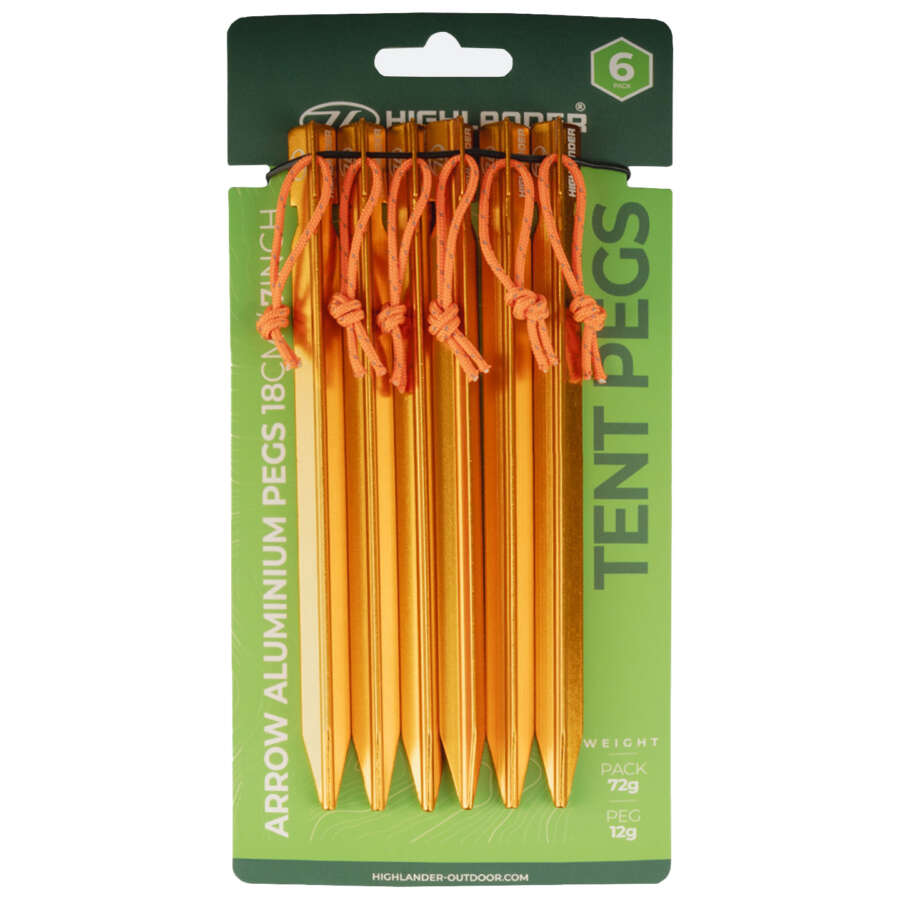 HIGHLANDER Arrow Alu Peg 7", 6 Pcs Pack ORANGE
