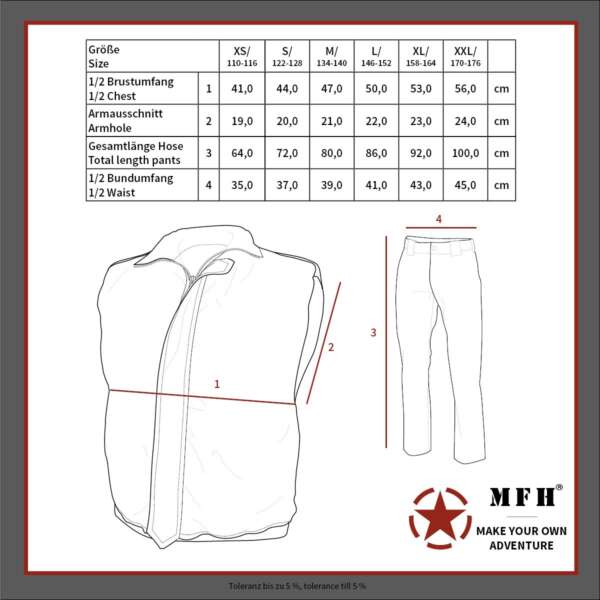 Abito, gilet e pantaloni per bambini, flecktarn, gambe dei pantaloni staccabili - immagine 2