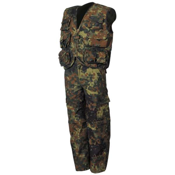 Abito, gilet e pantaloni per bambini, flecktarn, gambe dei pantaloni staccabili