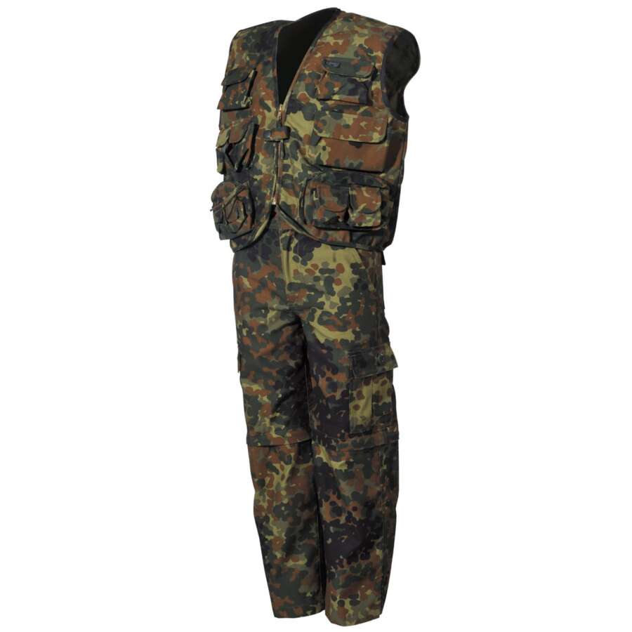 Abito, gilet e pantaloni per bambini, flecktarn, gambe dei pantaloni staccabili