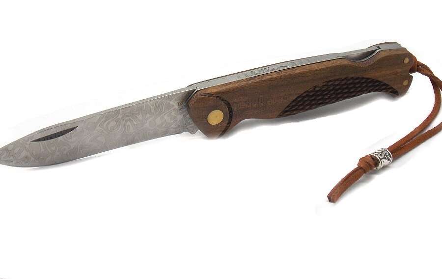 Coltello western Delfiero manico legno e lama damascata 18661