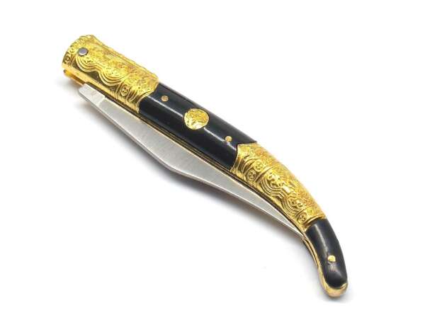 Coltello Albainox manico nero con inserti dorati