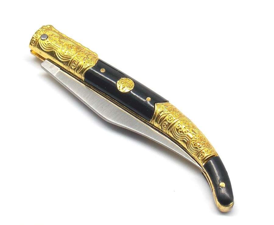 Coltello Albainox manico nero con inserti dorati