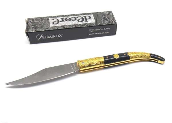Coltello Albainox manico nero con inserti dorati - immagine 2