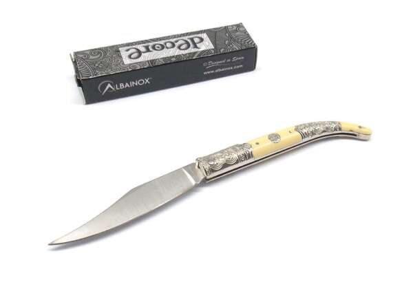 Coltello Albainox manico avorio con inserti di colore argento