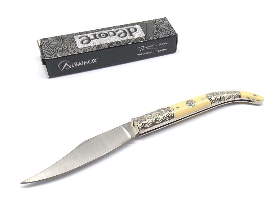 Coltello Albainox manico avorio con inserti di colore argento