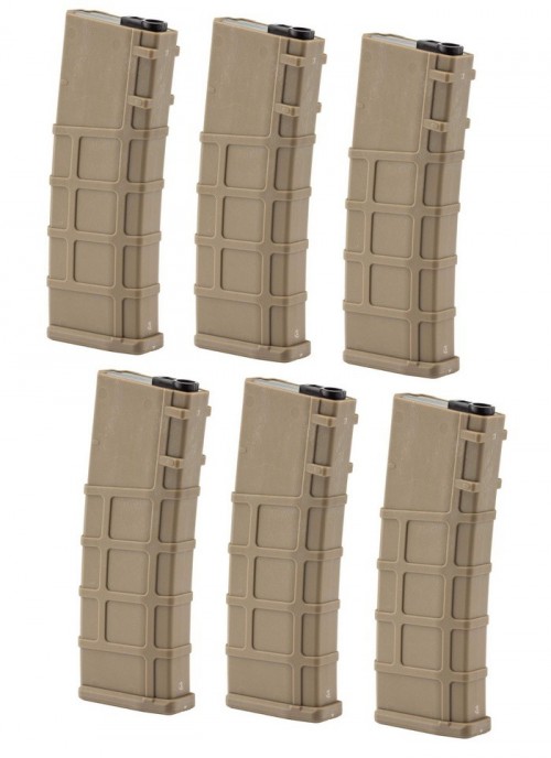 BOX 6 CARICATORI MONOFILARI  per serie M4/M16 DA 200 BB TAN