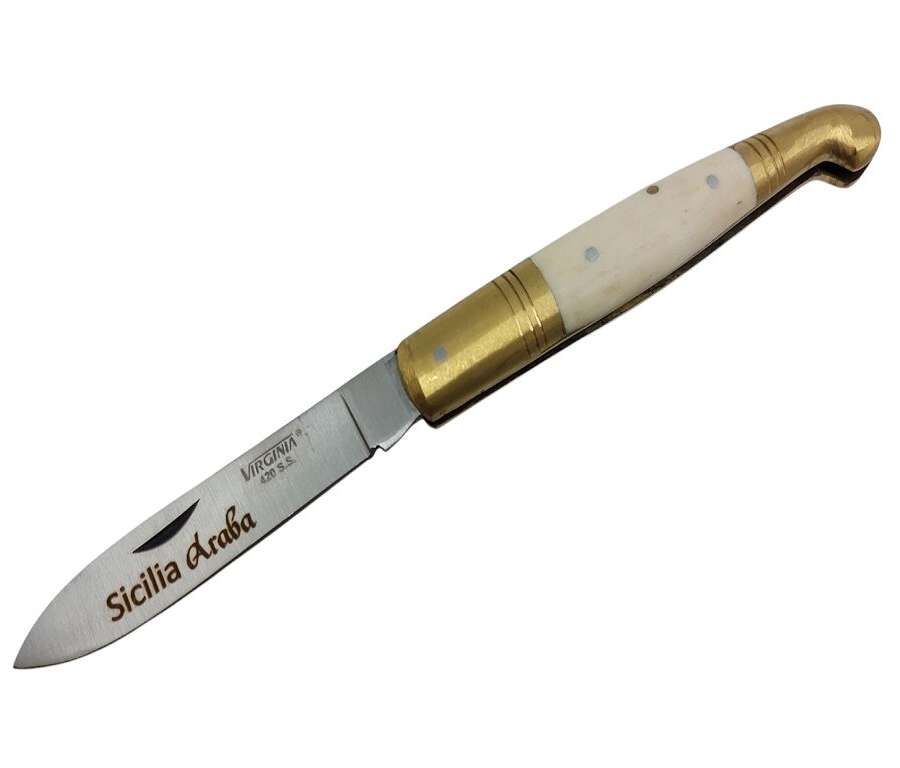 Coltello Sicilia Araba manico osso chiaro lama 8 cm