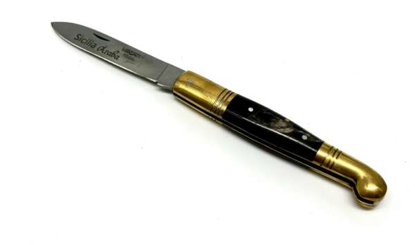 Coltello Sicilia Araba manico corno nero lama 8 cm - immagine 2