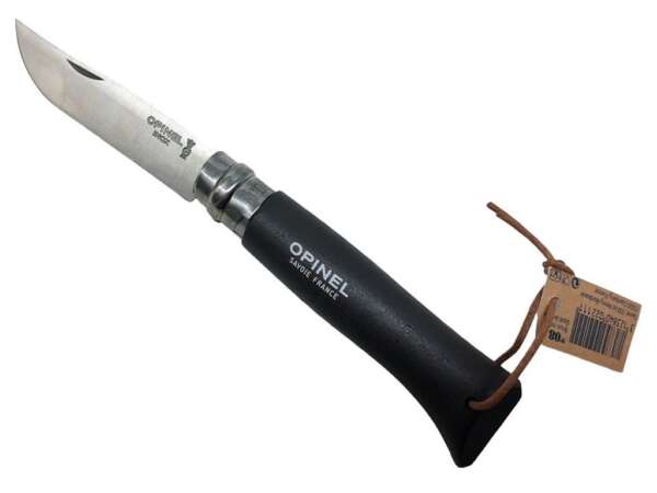 Coltello Opinel inox numero 8 manico in legno colorato - NERO-U