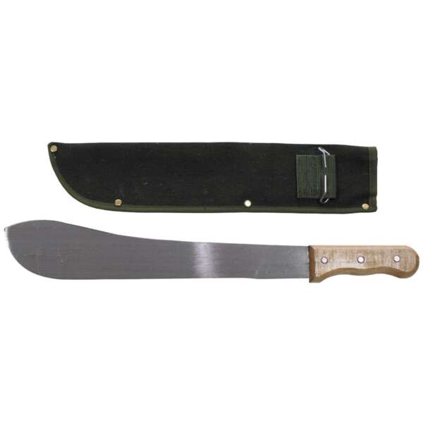 MFH Machete Bolo, con fodero in tela, manico in legno
