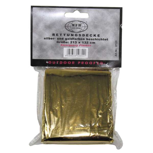 MFH Coperta Rescue, rivestita in argento e oro