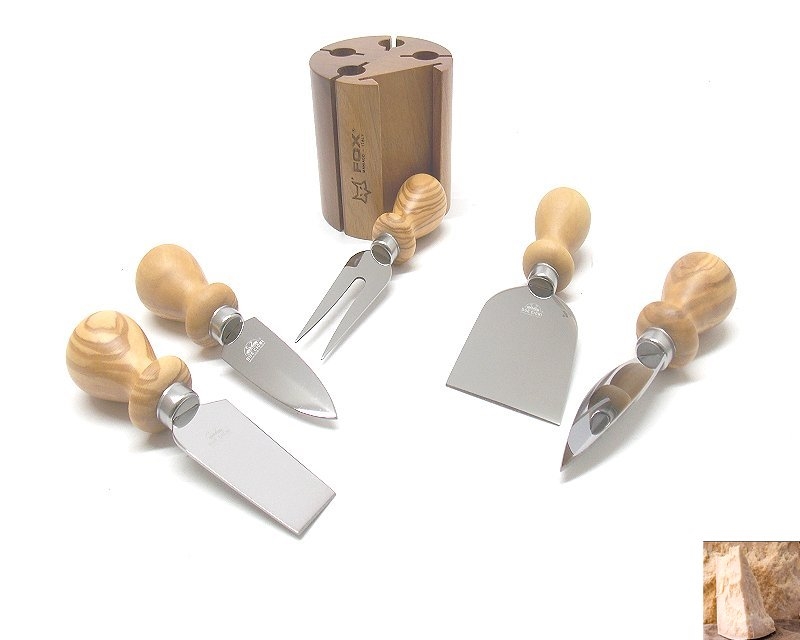 Set coltelli Fox Due Cigni da formaggio con ceppo