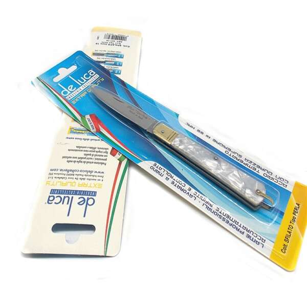Coltello De Luca siciliano sfilato 15 cm manico tipo perla