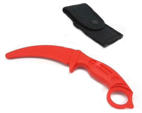 Coltello K25 Karambit curvo addestramento senza lama abs rosso 32335