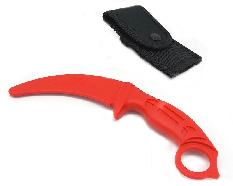 Coltello K25 Karambit curvo addestramento senza lama abs rosso 32335