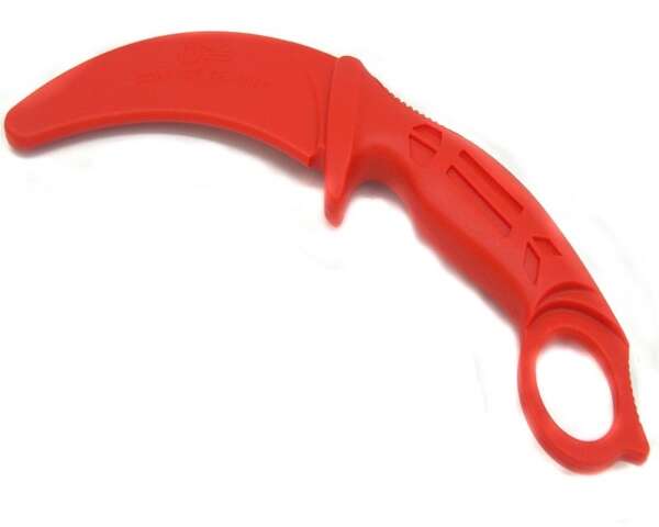 Coltello K25 Karambit curvo addestramento senza lama abs rosso 32335 - immagine 2