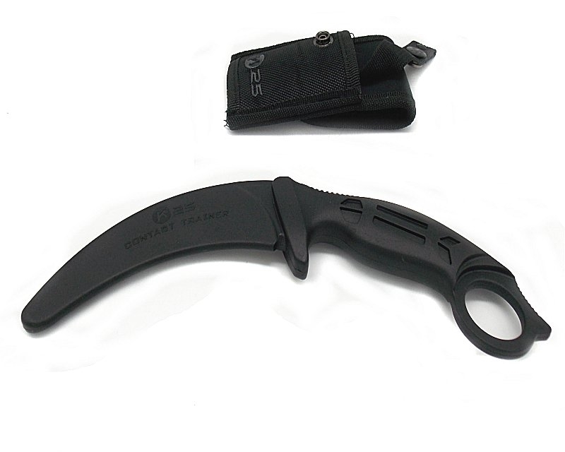 Coltello K25 Karambit curvo addestramento senza lama abs nero 32336