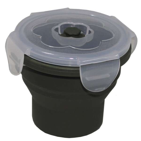 Lunch box, pieghevole, ca.240 ml, oliva, con coperchio, silicone