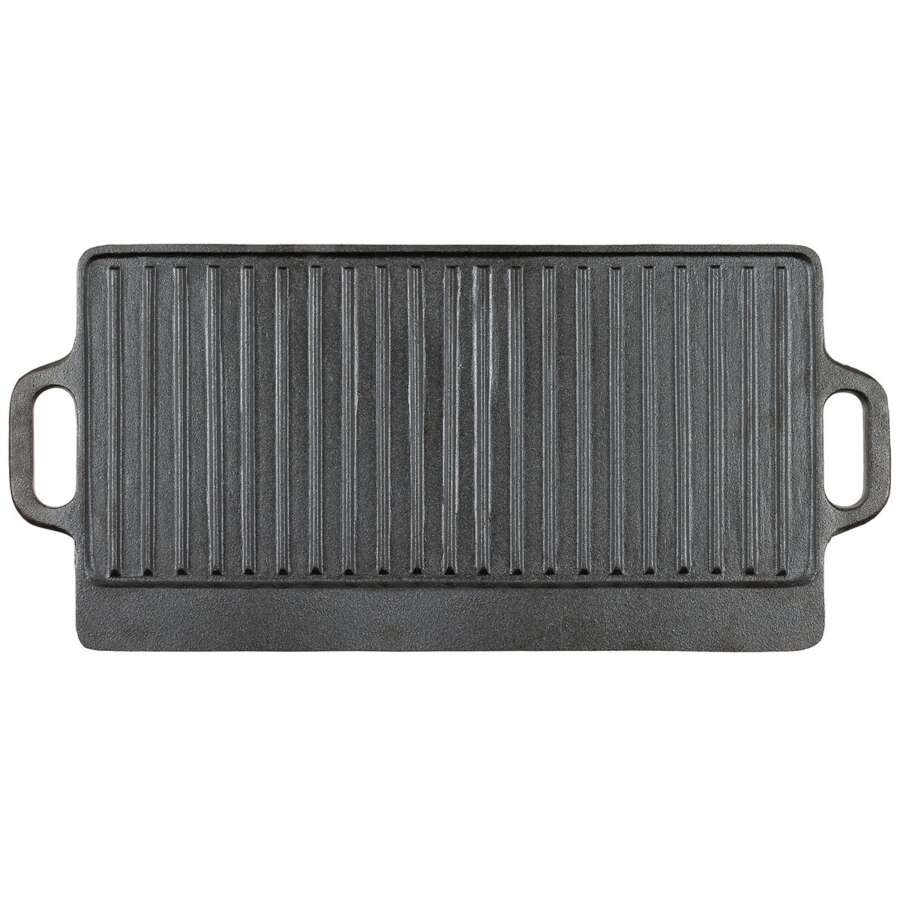 piastra grill in ghisa 2 maniglie circa 50 x 23 x 1,5 cm