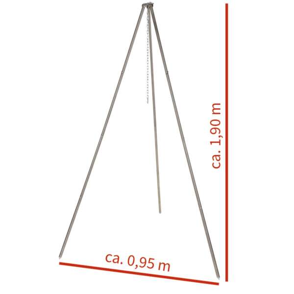 Treppiede circa 1,9 m in acciaio inossidabile con catena e gancio - immagine 3