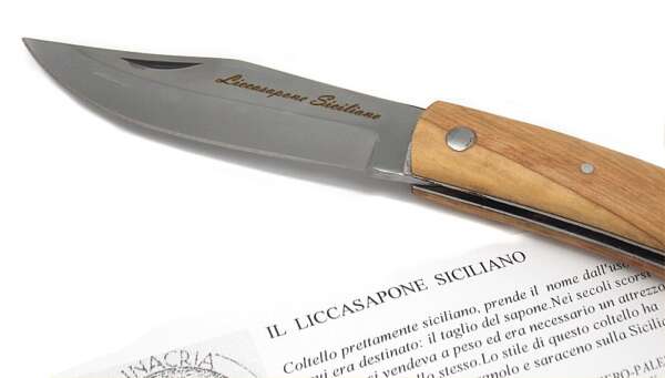 Coltello Liccasapone Siciliano manico in ulivo lama 9 cm - immagine 2