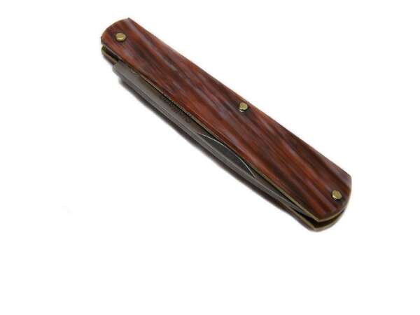 Coltello siciliano manico striato in fibra marrone 19 cm aperto - immagine 2