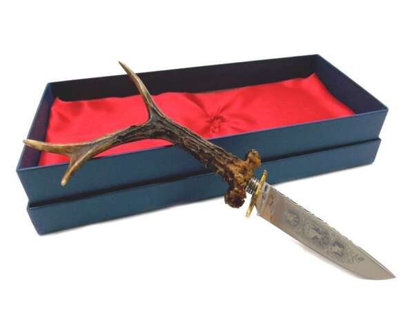Coltello Fox 653 manico in corno di cervo originale