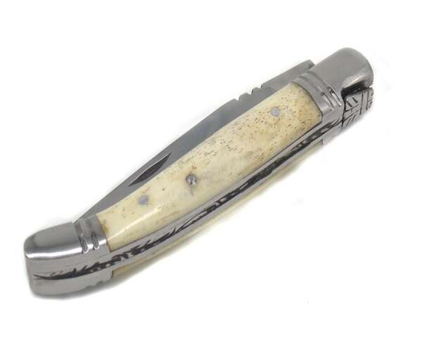 Coltello modello francese manico in osso chiaro lama 7,5 cm - immagine 2