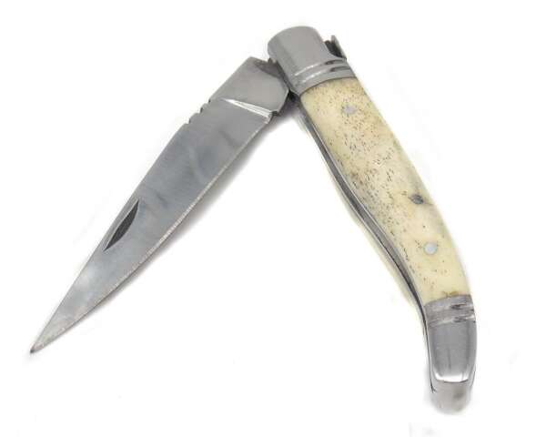 Coltello modello francese manico in osso chiaro lama 7,5 cm - immagine 3