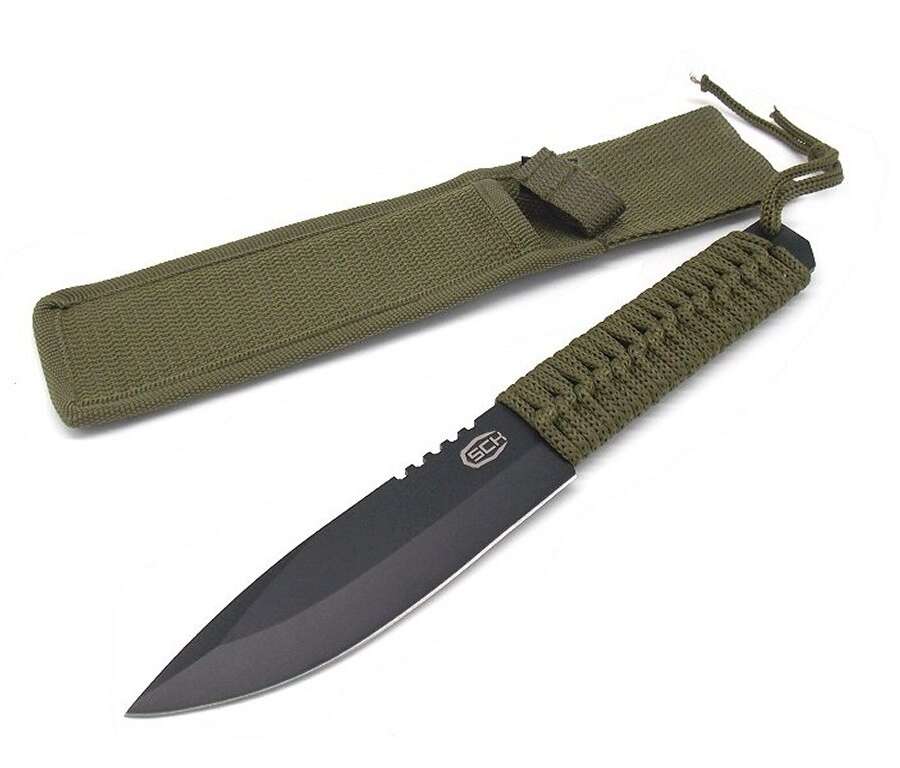 Coltello Caccia Lama Fissa con Manico Rivestito in Corda