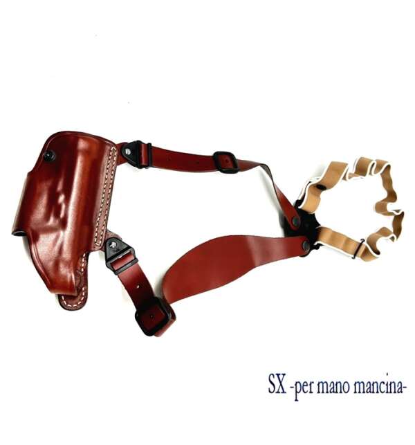 Fondina Vega cuoio ascellare O101 per Beretta 82 84 f Walter pp - MARRONE-SX - immagine 5