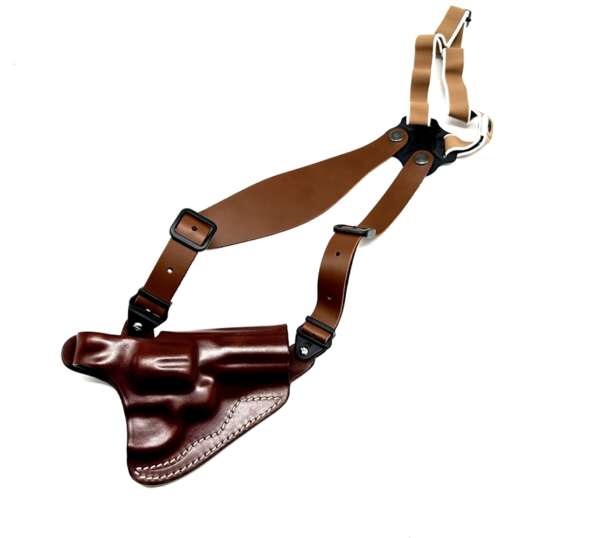 Fondina Vega cuoio ascellare O104 per revolver 4 pollici serie O1 - MARRONE-SX - immagine 4