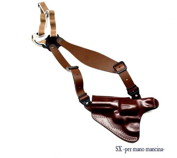 Fondina Vega cuoio ascellare O104 per revolver 4 pollici serie O1 - MARRONE-SX - immagine 5
