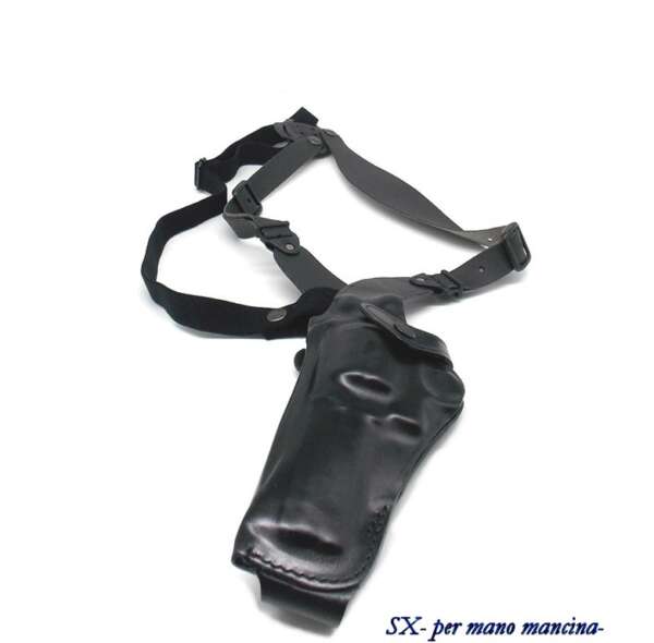Fondina Vega cuoio ascellare AA117 per revolver 4 pollici 44 Magnum castello N - MARRONE-SX - immagine 5