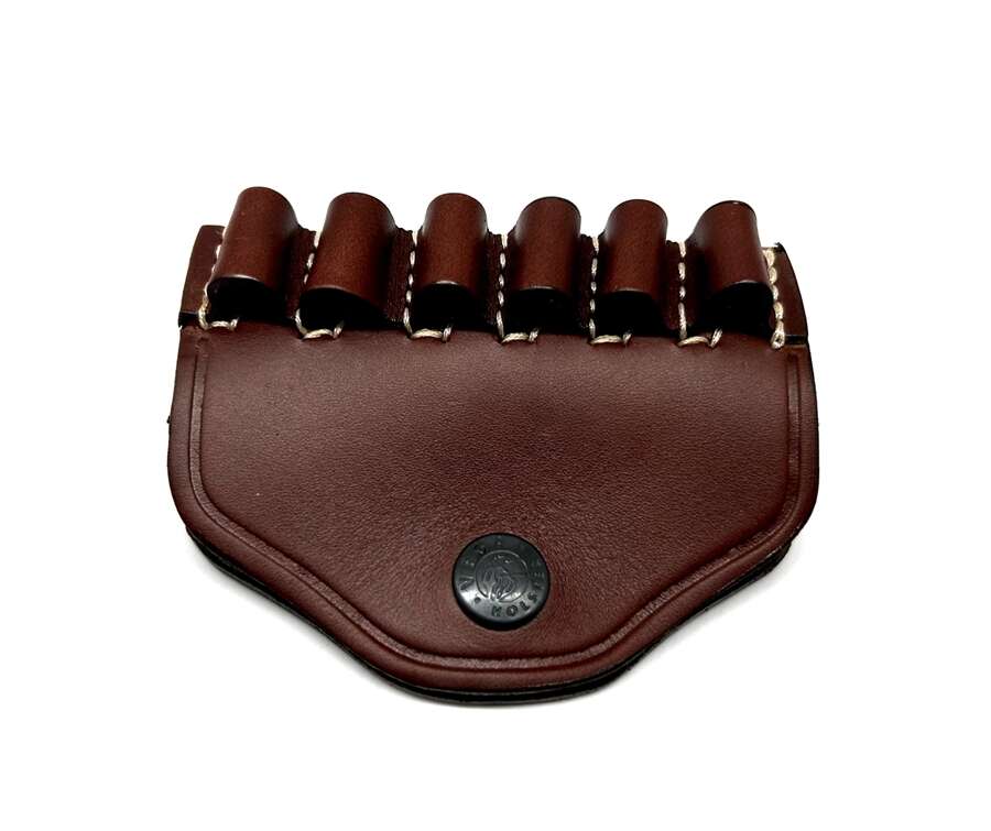 Porta colpi Vega cuoio 6 posti aperto 1P12 calibro 38 357 - MARRONE-U