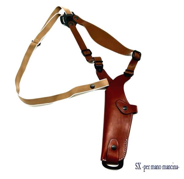 Fondina Vega cuoio ascellare AE150 per Glock Beretta Sig Sauer - MARRONE-DX - immagine 2